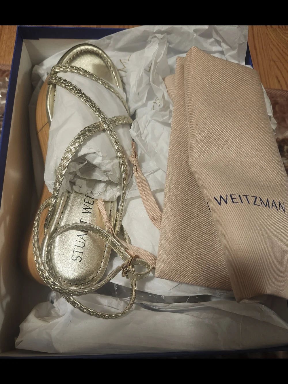 Stuart Weitzman Metallic Silver Braided Ankle-Strap Platform Sandal
